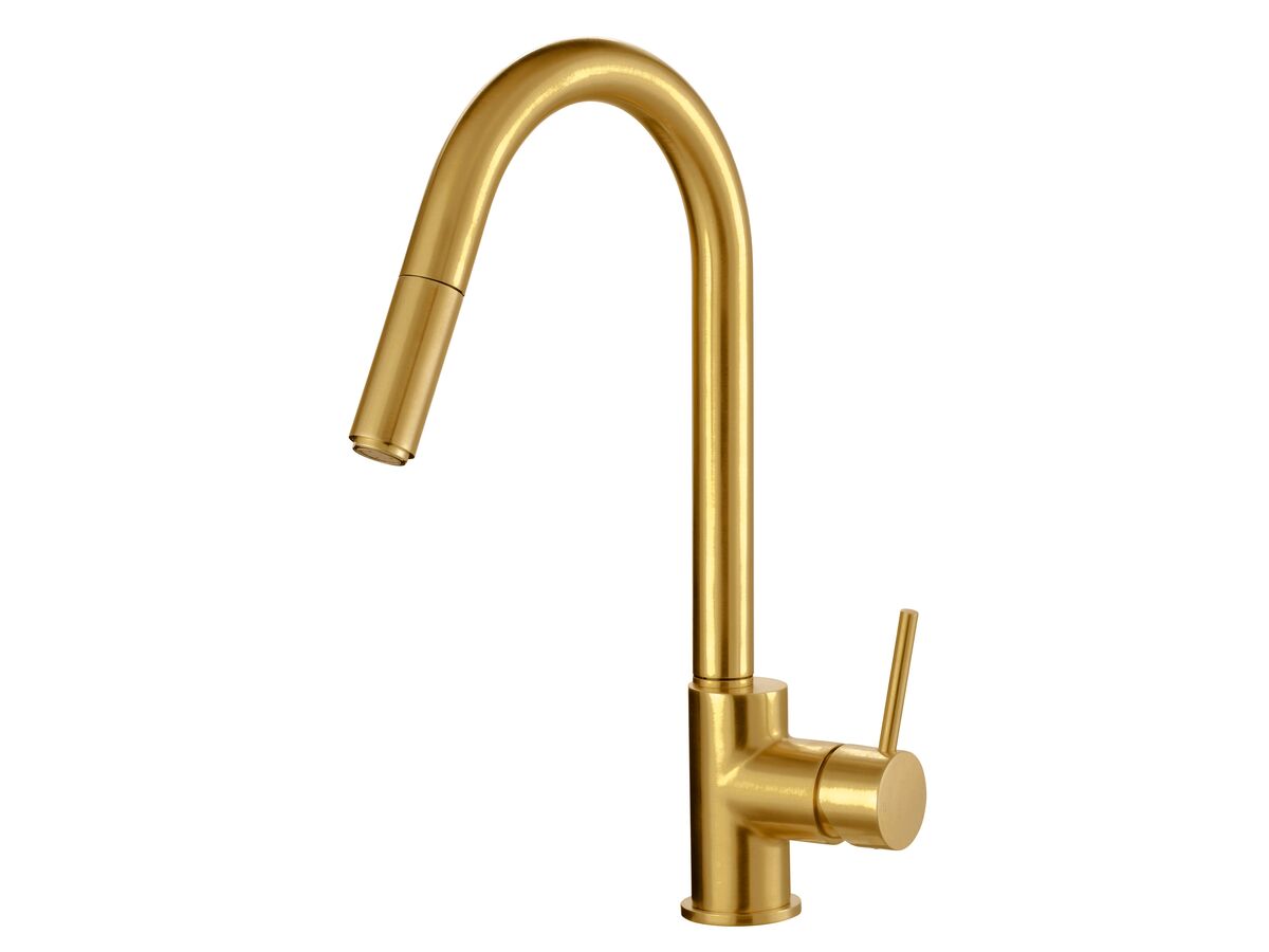 reece Mizu Drift MK2 Gooseneck Pull Out Sink Mixer Tap Brushed Gold (4 Star)