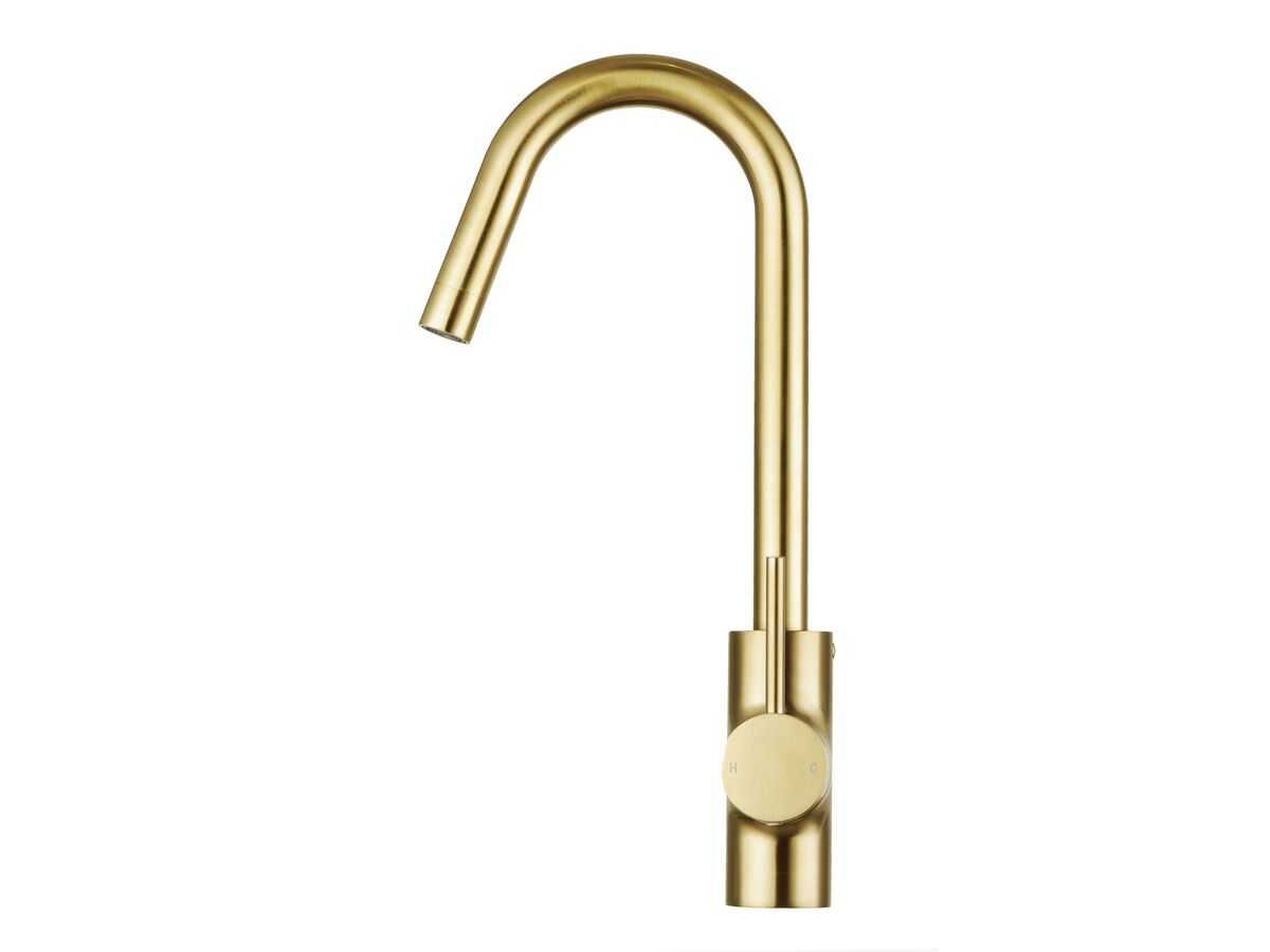 Reece Mizu Drift MK2 Gooseneck Sink Mixer Tap Brushed Brass (4 Star)