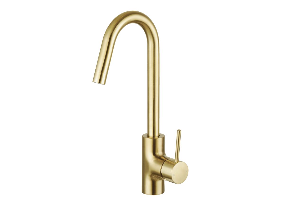 reece Mizu Drift MK2 Gooseneck Sink Mixer Tap Brushed Brass (4 Star)
