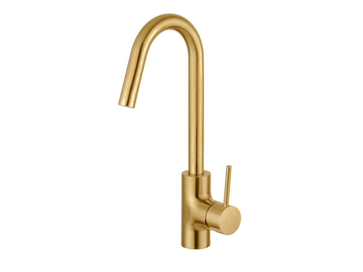 reece Mizu Drift MK2 Gooseneck Sink Mixer Tap Brushed Gold (4 Star)