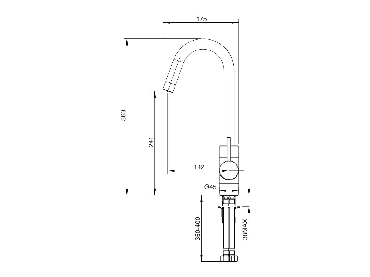 Reece Mizu Drift MK2 Gooseneck Sink Mixer Tap Brushed Gunmetal (4 Star)