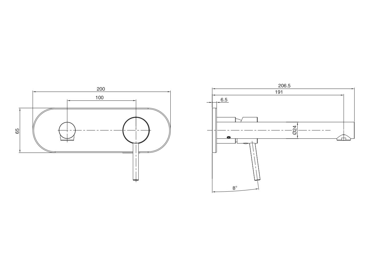 Reece Mizu Drift MK2 Wall Basin Mixer Tap Set Trimset Matte Black (5 Star)