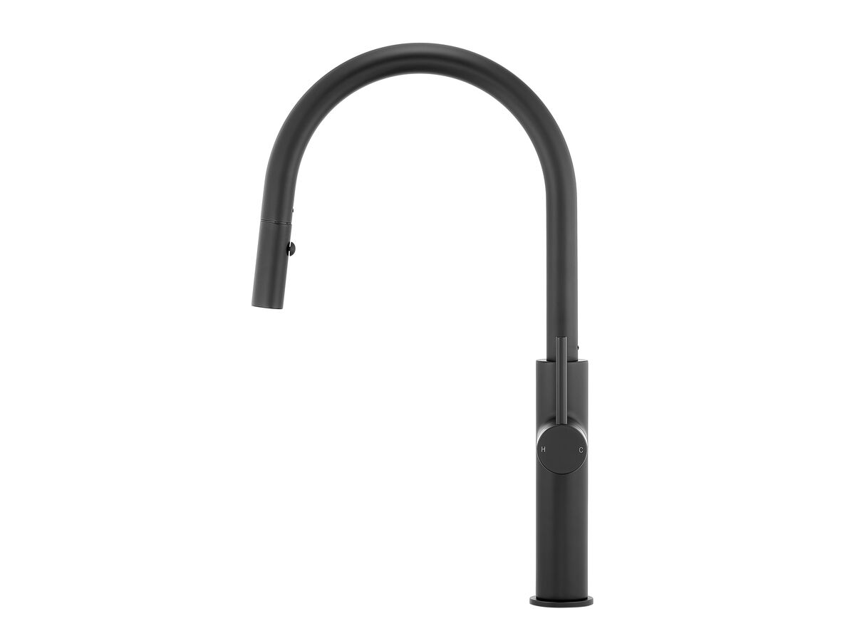 Reece Mizu Drift Pull Out Gooseneck Sink Mixer Curve 2 Function Matte Black (5 Star) Lead Free