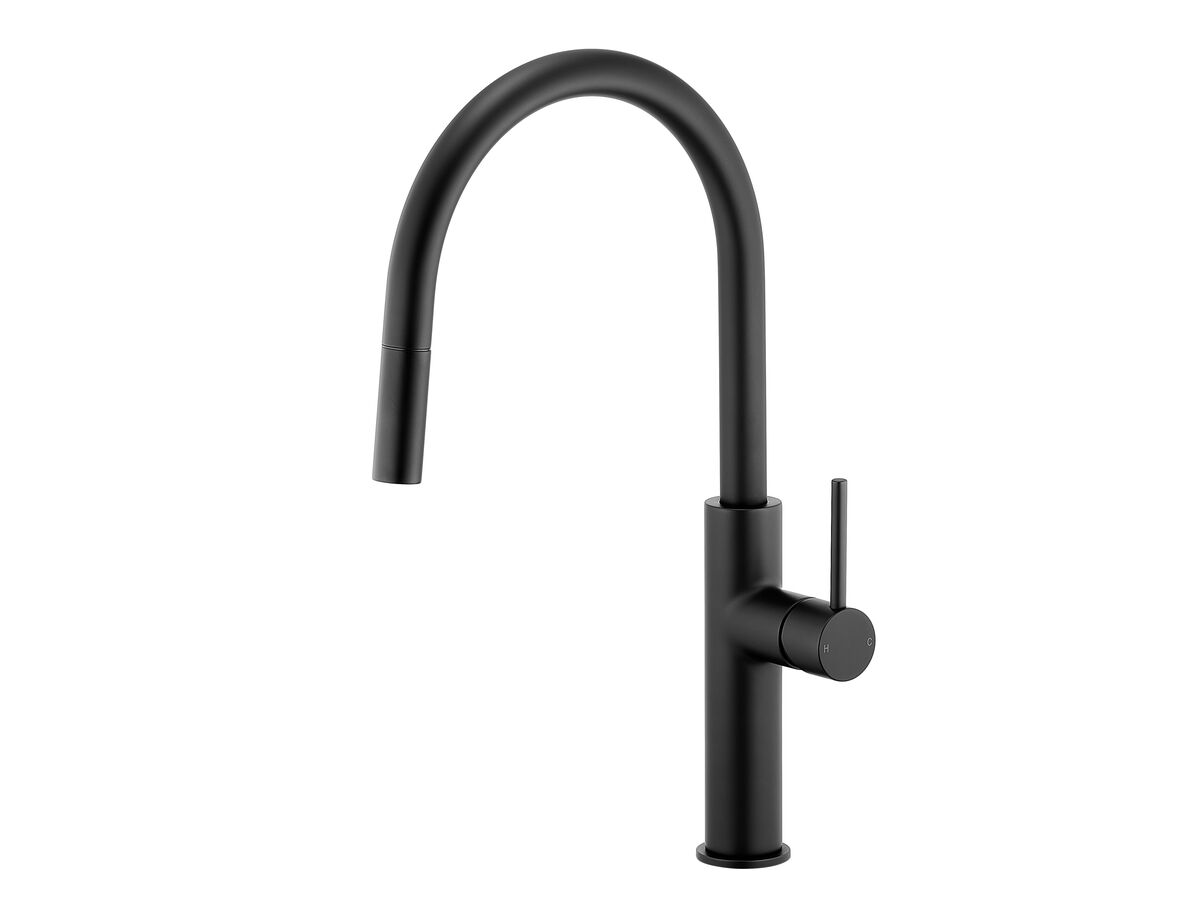 reece Mizu Drift Pull Out Gooseneck Sink Mixer Curve 2 Function Matte Black (5 Star) Lead Free
