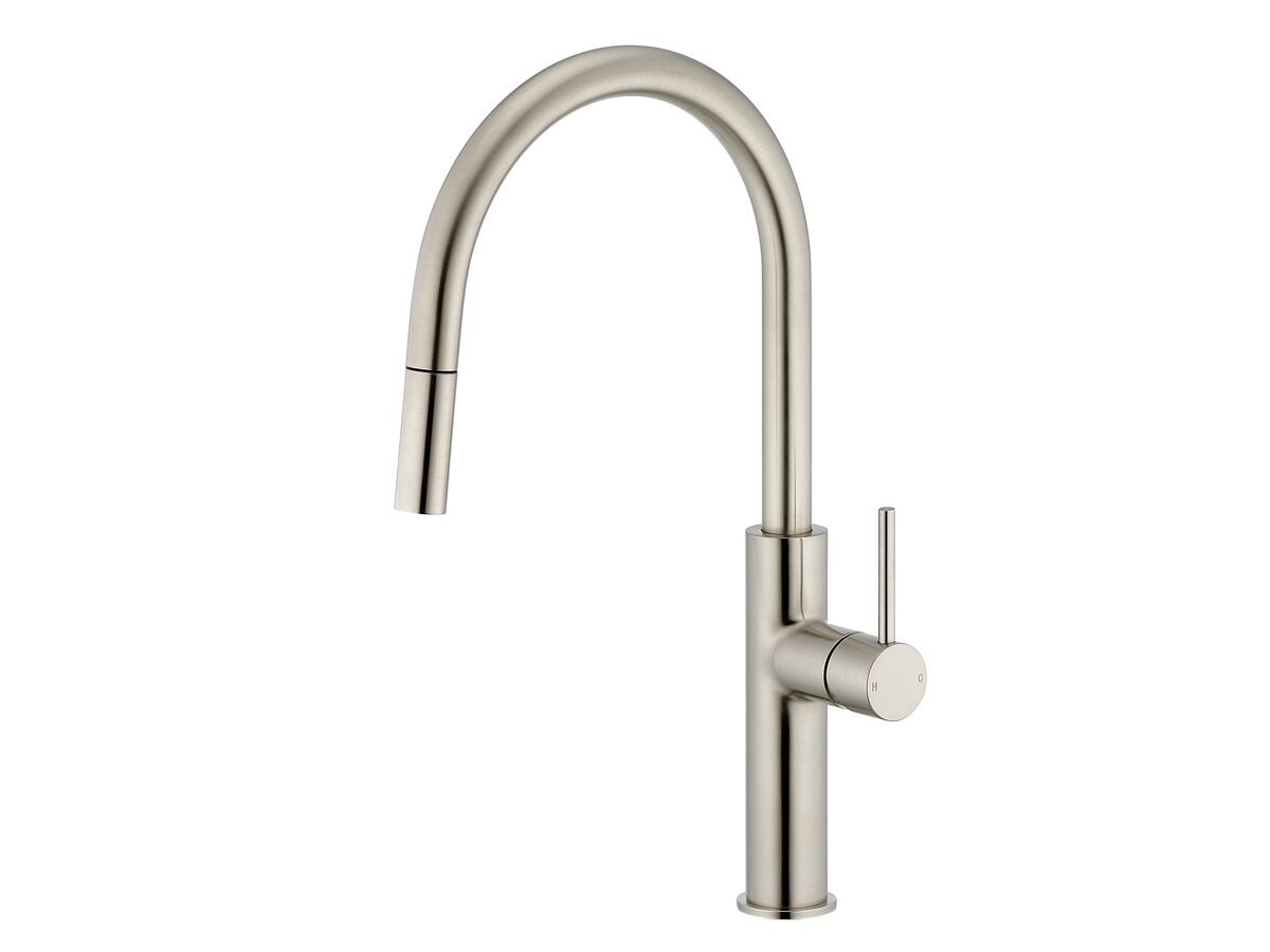 reece Mizu Drift Pull Out Gooseneck Sink Mixer Curve 2 Function Brushed Nickel (5 Star) Lead Free