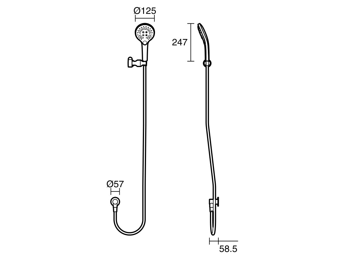 Reece Mizu Drift Shower Grab Rail Conversion Kit 3 Functions With Water Inlet Brushed Nickel (5 Star)