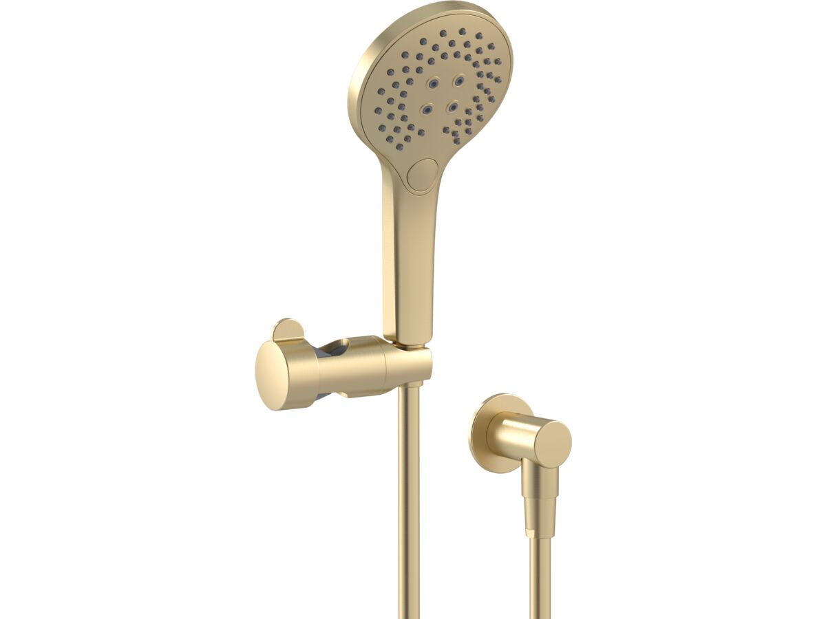 reece Mizu Drift Shower Grab Rail Conversion Kit 3 Functions with Water Inlet Brushed Brass (5 Star)