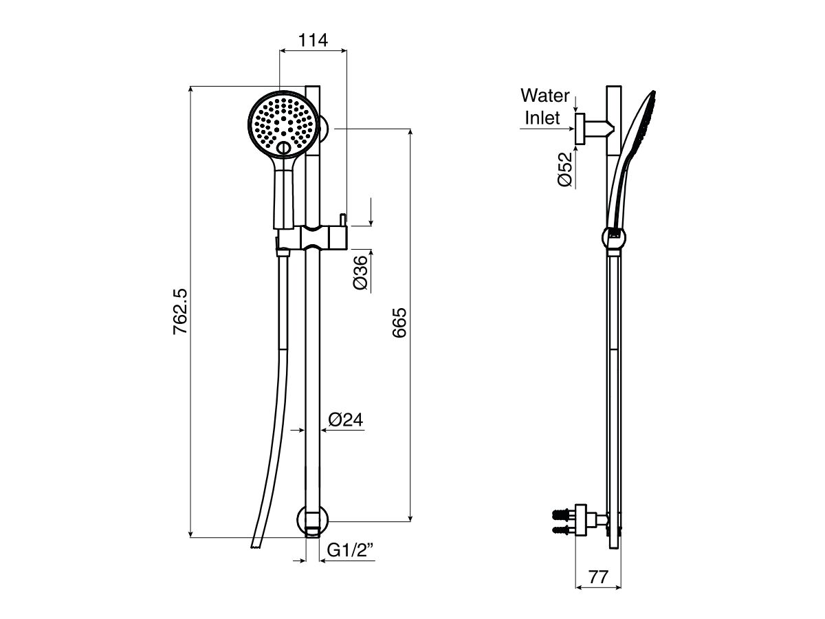 Reece Mizu Drift Single Rail Shower With Top Rail Water Inlet Brushed Bronze (3 Star)
