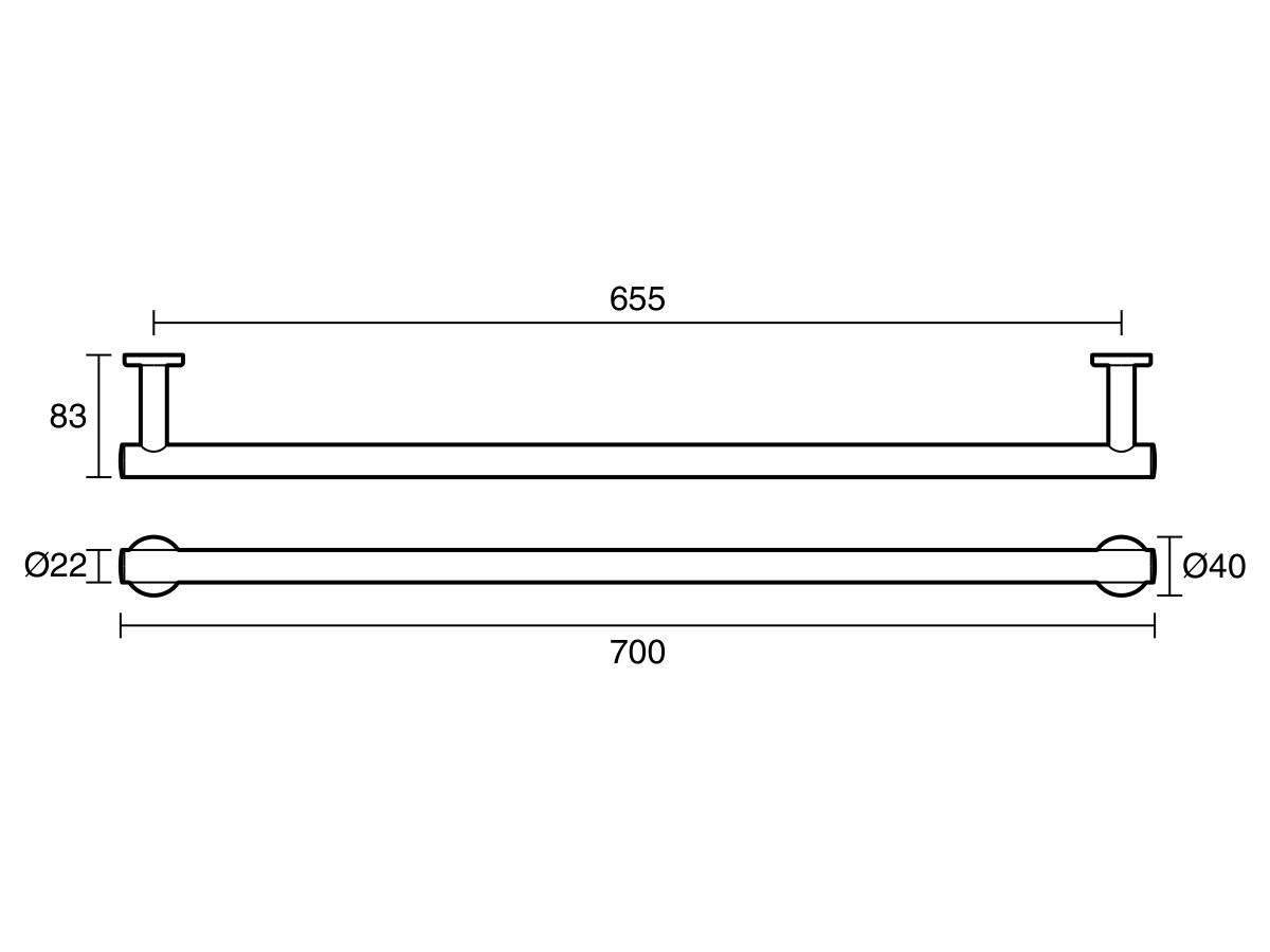 Reece Mizu Drift Single Towel Rail 700mm Brushed Brass
