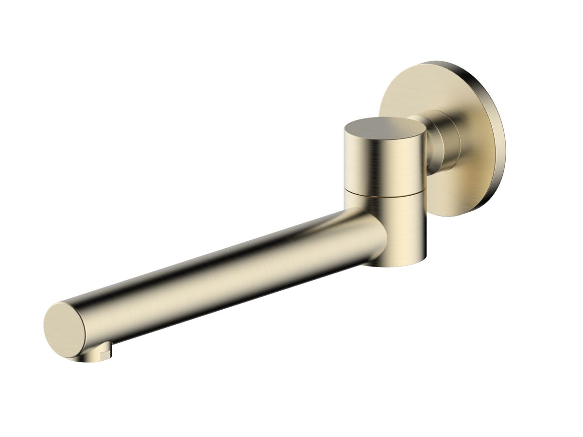 reece Mizu Drift Swivel Bath Outlet Straight Spout 227mm Brushed Brass