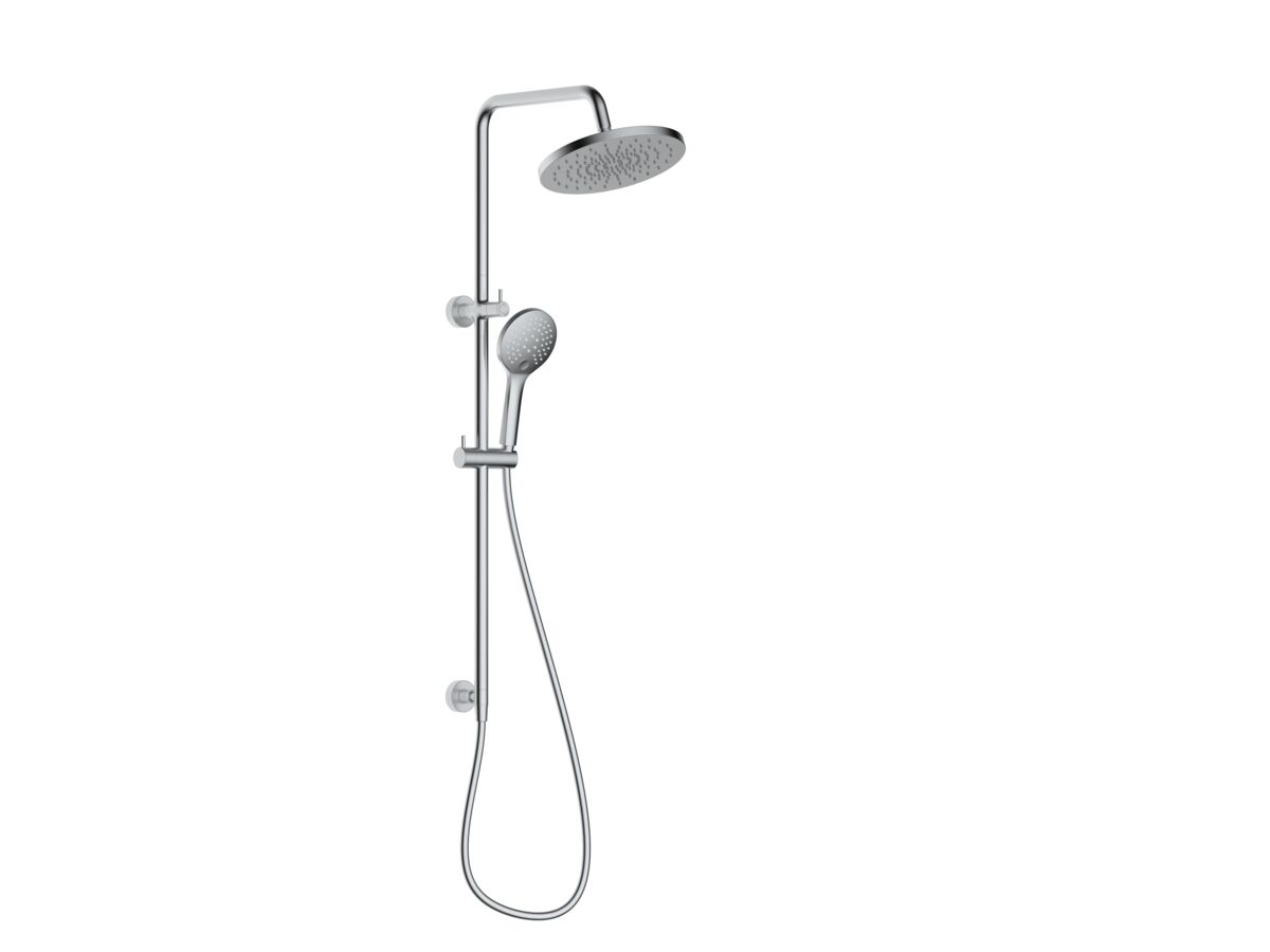 reece Mizu Drift Twin Rail Shower 250mm ABS Overhead with Top Rail Water Inlet Brushed Nickel (5 Star)