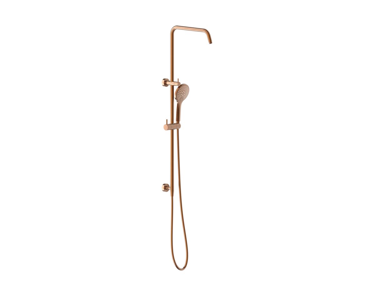 reece Mizu Drift Twin Rail Shower and 120mm Handshower with Top Rail Water Inlet Brushed Bronze (3 Star)