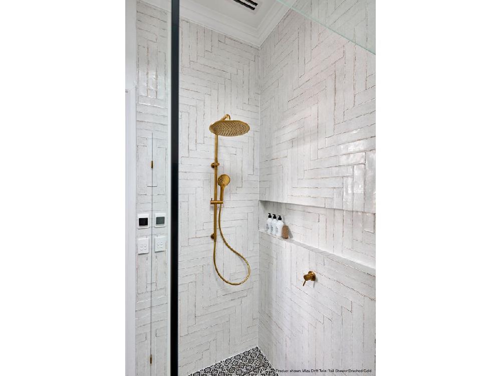Reece Mizu Drift Twin Rail Shower With 300mm ABS Overhead With Top Rail Water Inlet Matte Black (3 Star)