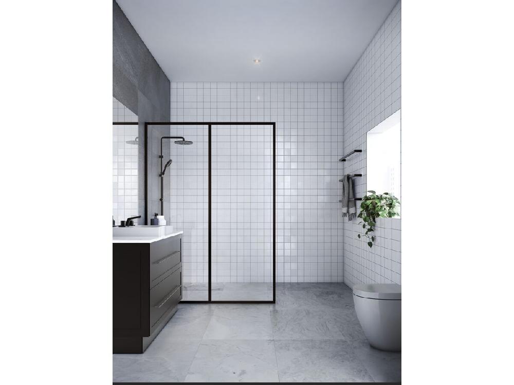 Reece Mizu Drift Twin Rail Shower With 300mm Brass Overhead And Top Rail Water Inlet Matte Black (3 Star)