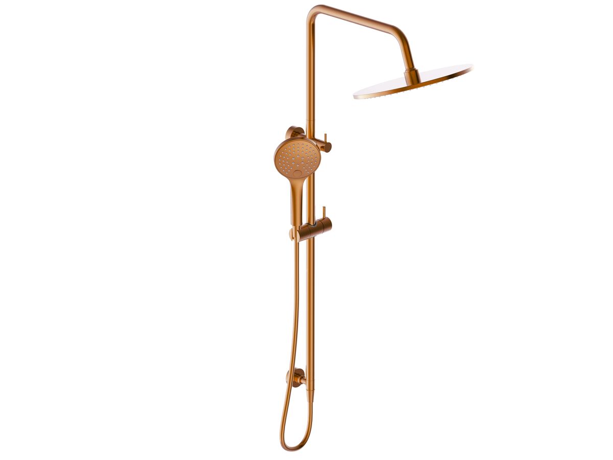 reece Mizu Drift Twin Rail Shower with 300mm Brass Overhead and Top Rail Water Inlet Brushed Bronze (3 Star) reece Mizu Drift Twin Rail Shower with 300mm Brass Overhead and Top Rail Water Inlet Brushed Bronze (3 Star)