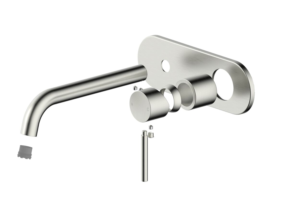 reece Mizu Drift Wall Basin/Bath Mixer Set Curve Trimset Brushed Nickel (6 Star) Lead Free