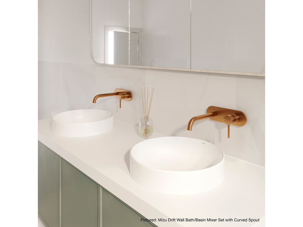 Reece Mizu Drift Wall Basin/Bath Mixer Set Curve Trimset Brushed Bronze (6 Star) Lead Free