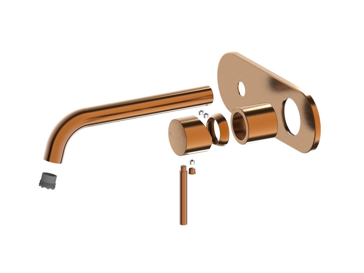 reece Mizu Drift Wall Basin/Bath Mixer Set Curve Trimset Brushed Bronze (6 Star) Lead Free