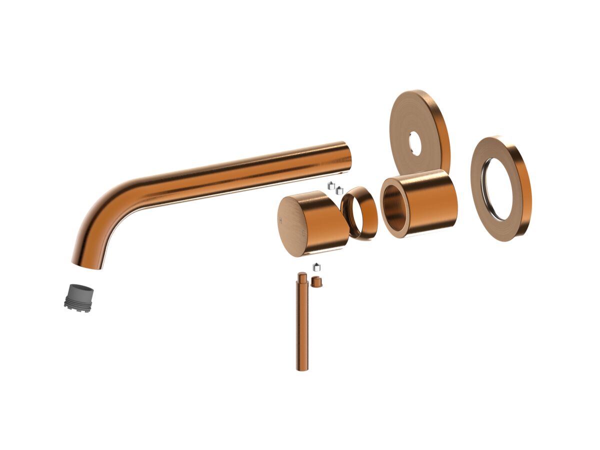 reece Mizu Drift Wall Basin/Bath Mixer Set Curved Spout with 2-Piece Cover Plate Trimset Brushed Bronze (6 Star) Lead Free