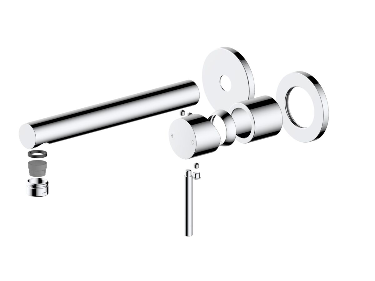 reece Mizu Drift Wall Basin/Bath Mixer Set Straight Spout with 2-Piece Cover Plate Trimset Chrome (6 Star) Lead Free