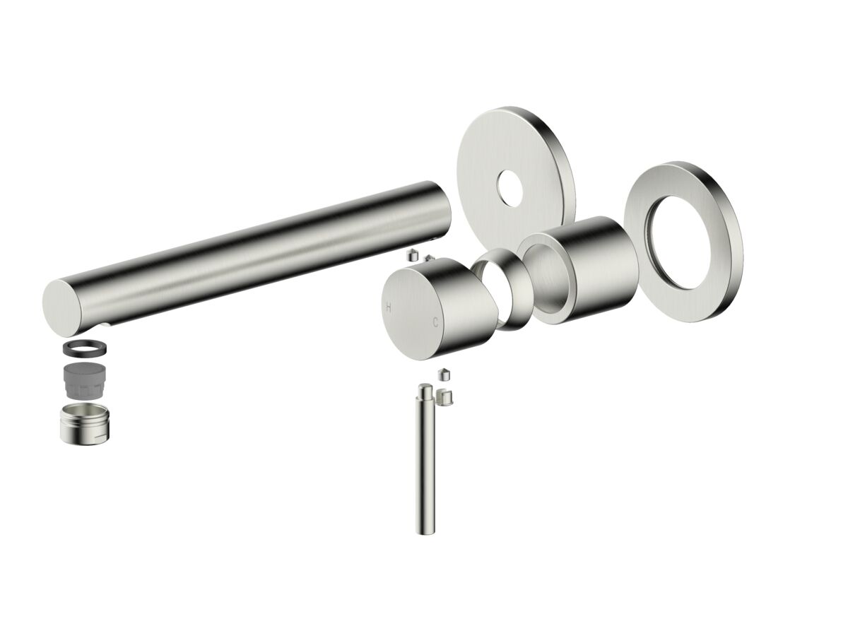 reece Mizu Drift Wall Basin/Bath Mixer Set Straight Spout with 2-Piece Cover Plate Trimset Brushed Nickel (6 Star) Lead Free