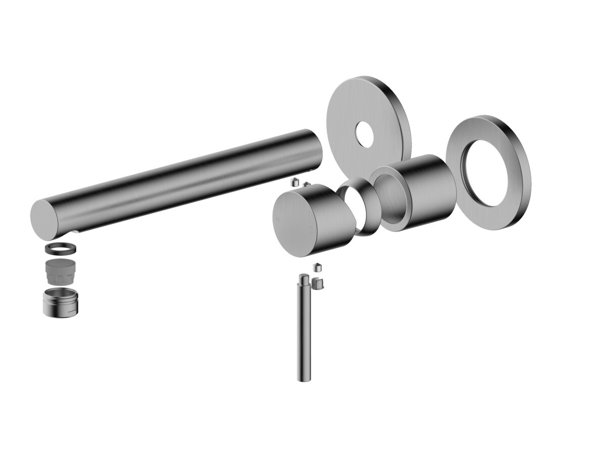 reece Mizu Drift Wall Basin/Bath Mixer Set Straight Spout with 2-Piece Cover Plate Trimset Brushed Gunmetal (6 Star) Lead Free