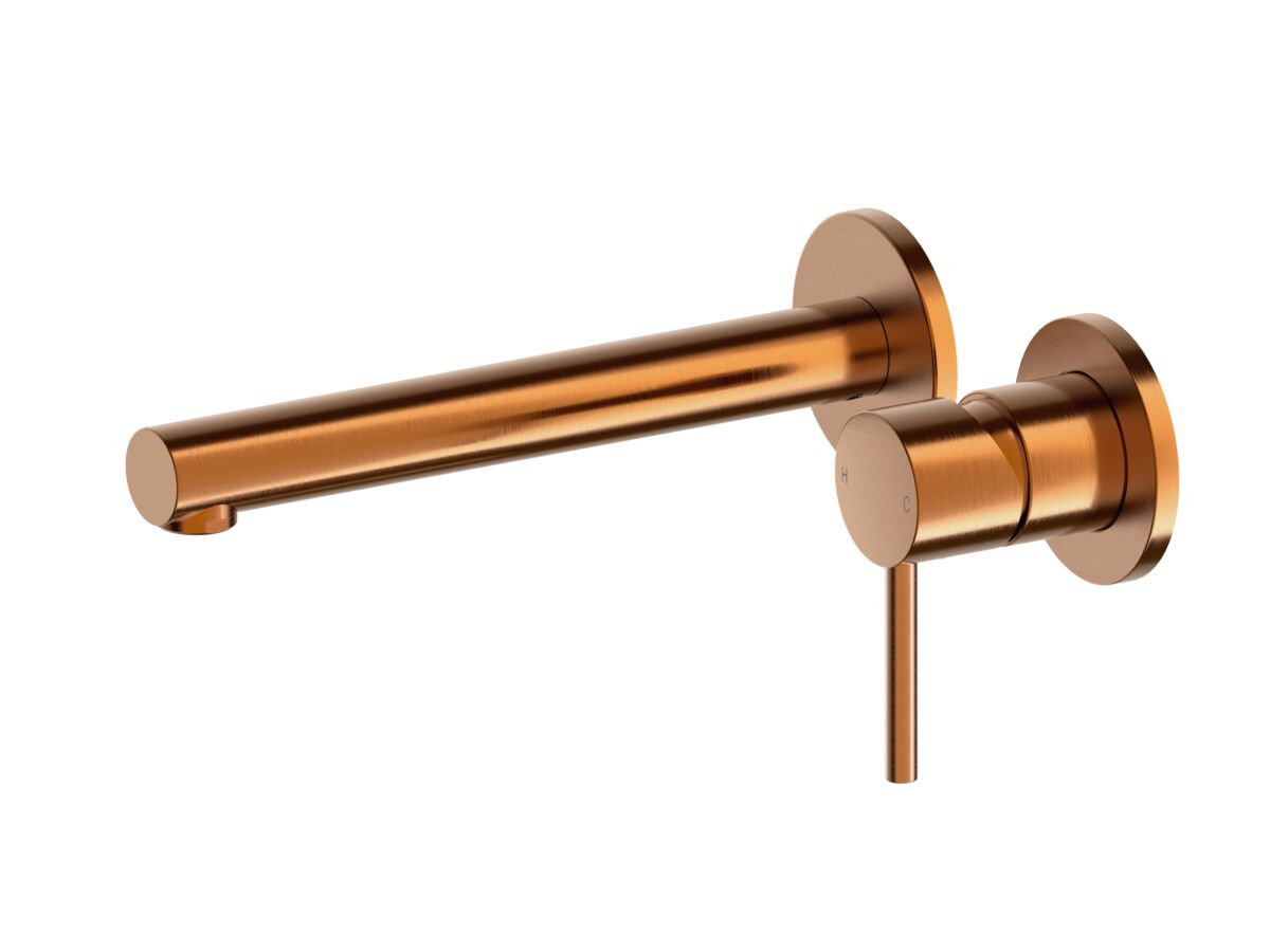 Reece Mizu Drift Wall Basin/Bath Mixer Set Straight Spout With 2-Piece Cover Plate Trimset Brushed Bronze (6 Star) Lead Free