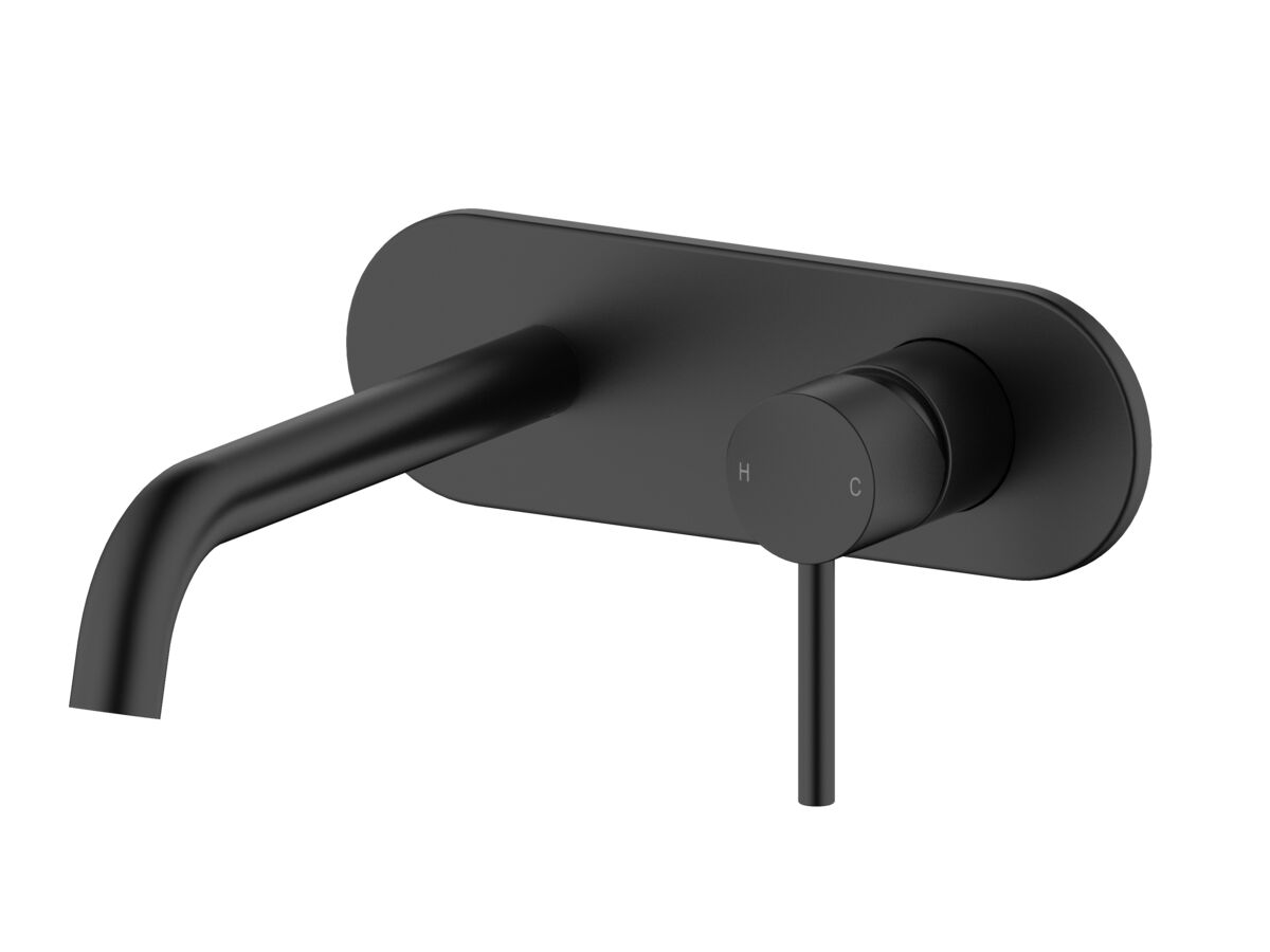 reece Mizu Drift Wall Basin / Bath Mixer Set with Curved Spout Kit Matte Black (6 Star) Lead Free