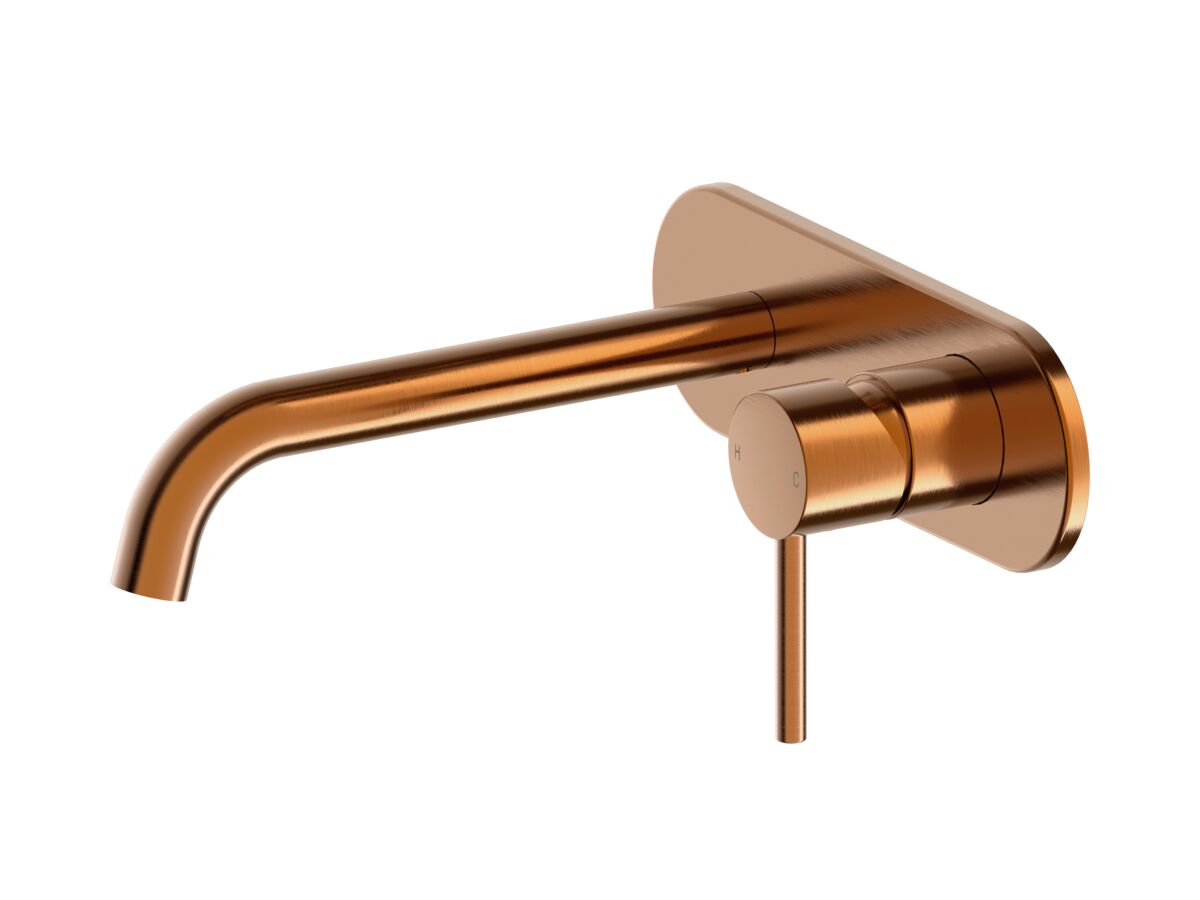 reece Mizu Drift Wall Basin / Bath Mixer Set with Curved Spout Kit Brushed Bronze (6 Star) Lead Free