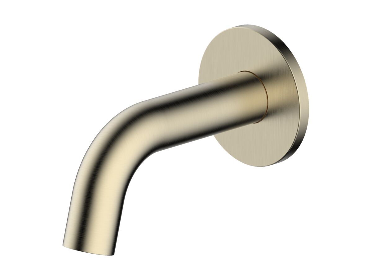 reece Mizu Drift Wall Basin/Bath Outlet Curve Spout 110mm Brushed Brass (6 Star) Lead Free