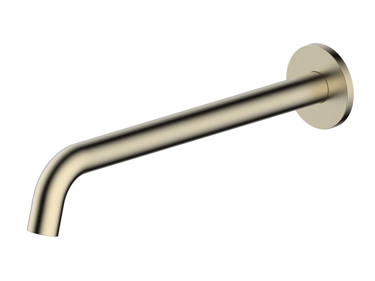 reece Mizu Drift Wall Basin/Bath Outlet Curve Spout 300mm Brushed Brass (6 Star) Lead Free