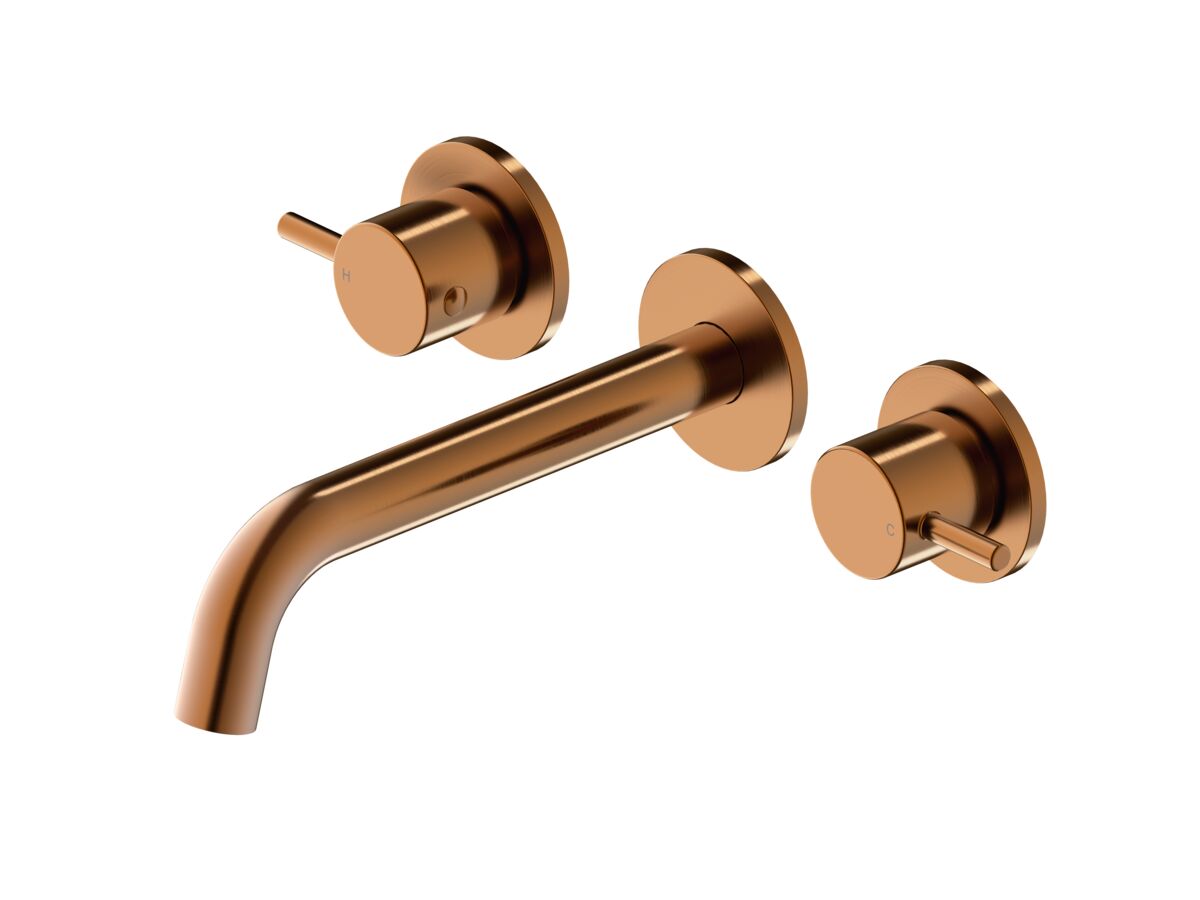 Reece Mizu Drift Wall Basin / Bath Set With Curved Spout 200mm Brushed Bronze (6 Star) Lead Free