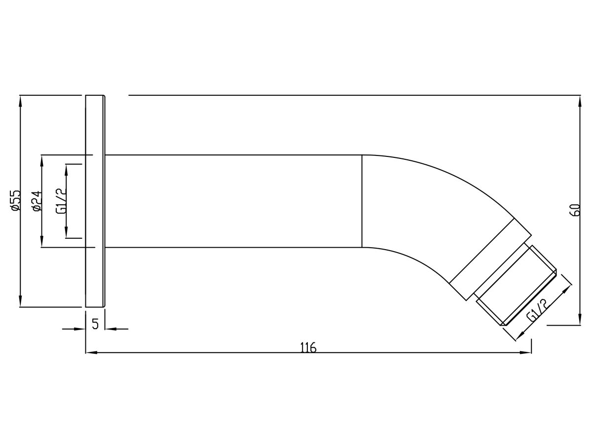 Reece Mizu Drift Wall Dropper Arm Only 115mm Matte Black