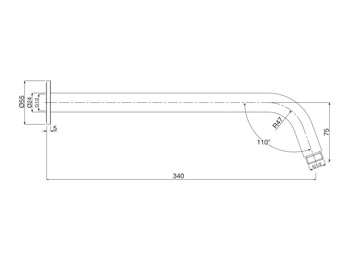 Reece Mizu Drift Wall Straight Shower Arm Only Brushed Gunmetal