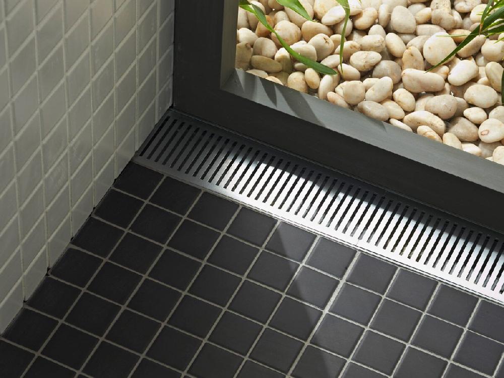 reece Mizu Shower Channel Waste 900mm Long Brushed Chrome Finish