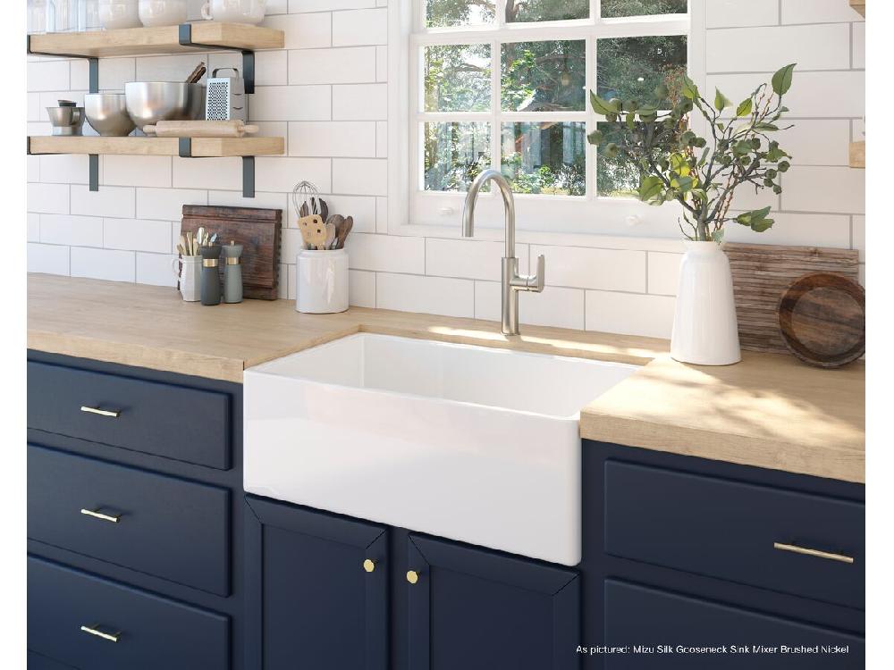 Reece Mizu Silk Gooseneck Sink Mixer Curved Brushed Nickel (5 Star) Lead Free