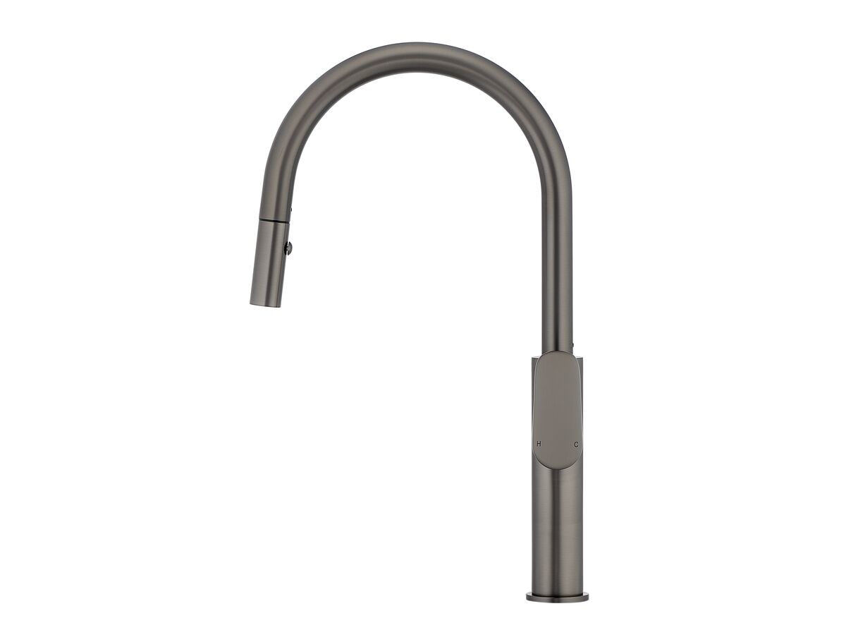 Reece Mizu Silk Pull Out Gooseneck Sink Mixer 2 Functions Brushed Gunmetal (5 Star) Lead Free