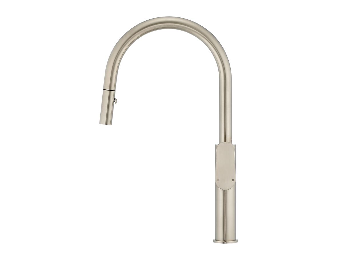 Reece Mizu Silk Pull Out Gooseneck Sink Mixer 2 Functions Brushed Nickel (5 Star) Lead Free