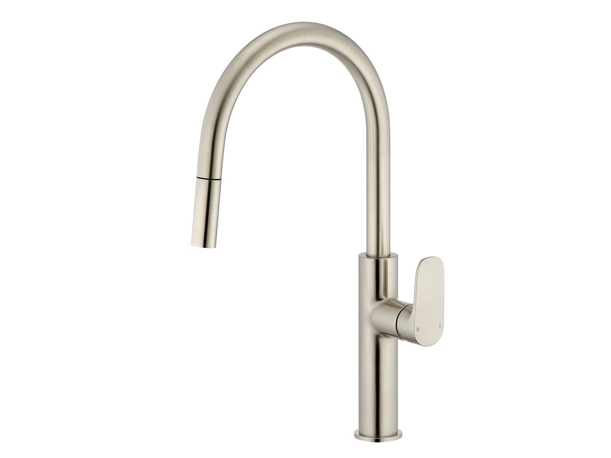 reece Mizu Silk Pull Out Gooseneck Sink Mixer 2 Functions Brushed Nickel (5 Star) Lead Free