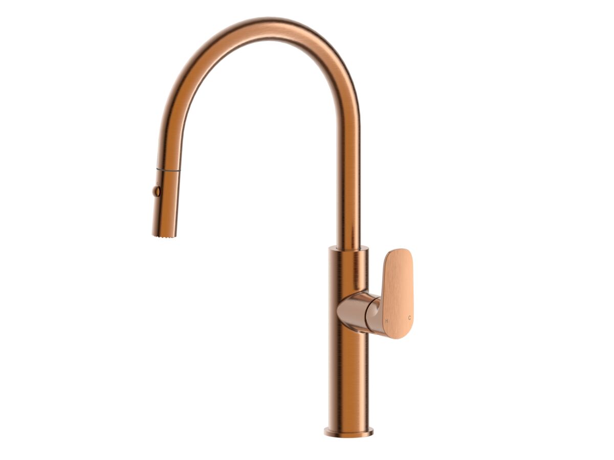 reece Mizu Silk Pull Out Gooseneck Sink Mixer 2 Functions Brushed Bronze (5 Star) Lead Free