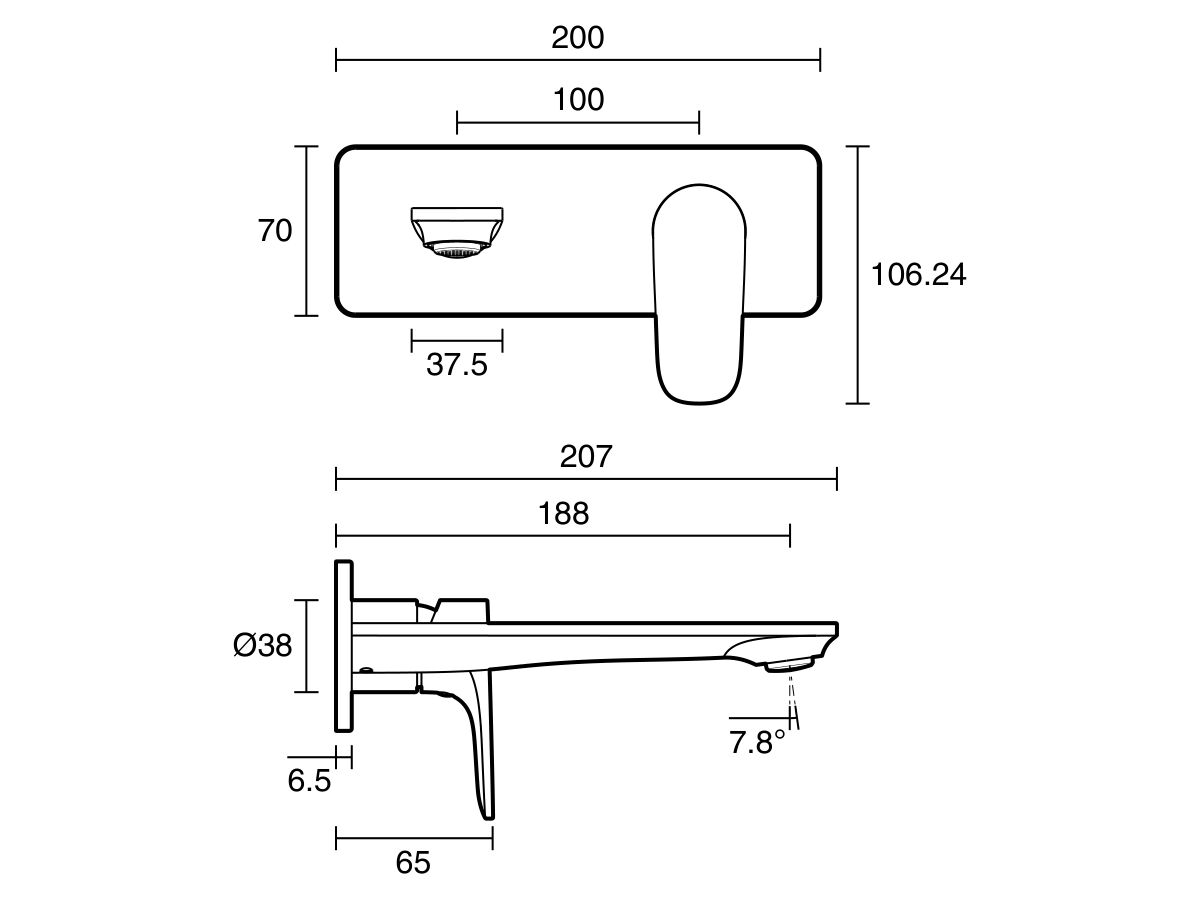 Reece Mizu Silk Wall Basin/Bath Mixer Tap Set Trimset 188mm Matte Black (6 Star) Lead Free