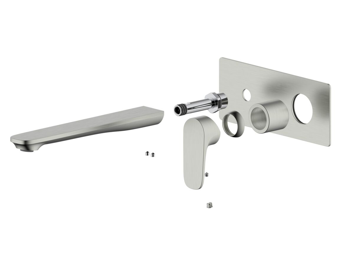 reece Mizu Silk Wall Bath Mixer Trimset 220mm Brushed Nickel