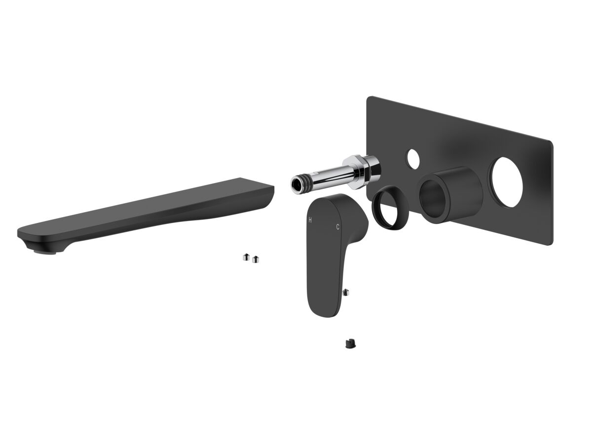 reece Mizu Silk Wall Bath Mixer Trimset 220mm Matte Black