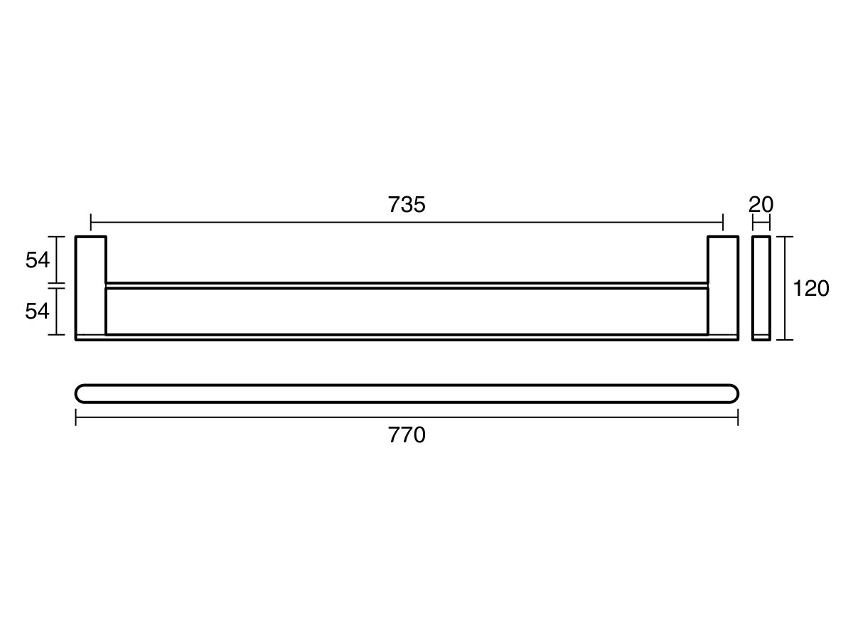 Reece Mizu Soothe Double Towel Rail 750mm Brushed Nickel