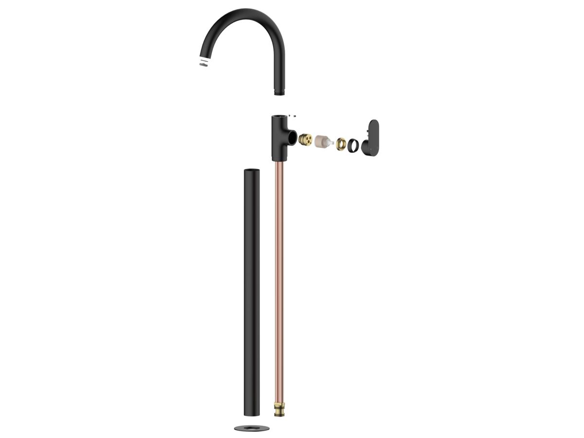 reece Mizu Soothe MK2 Floor Mounted Bath Mixer & Outlet Trimset Matte Black