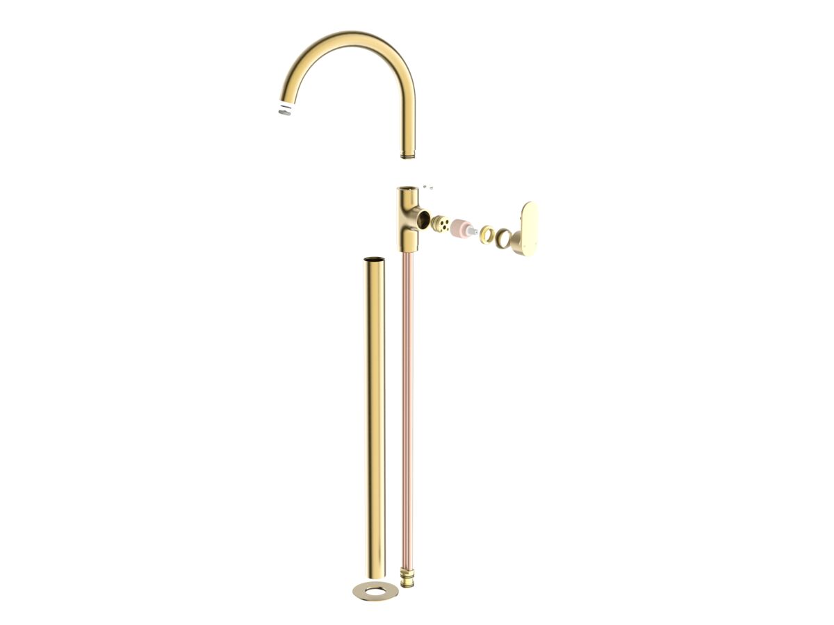 reece Mizu Soothe MK2 Floor Mounted Bath Mixer & Outlet Trimset Brushed Brass
