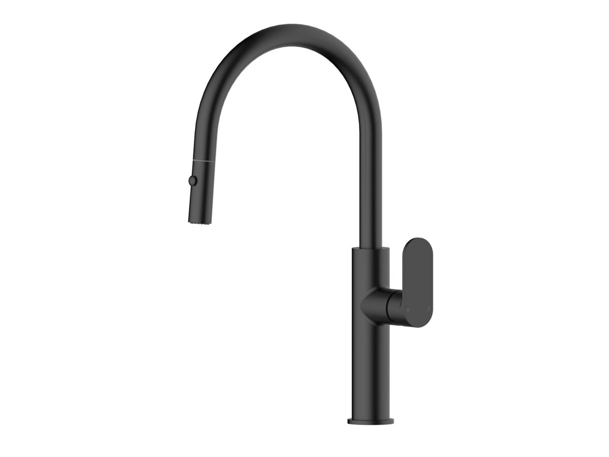 reece Mizu Soothe MK2 Gooseneck Pull Out Sink Mixer Curved Matte Black (5 Star) Lead Free