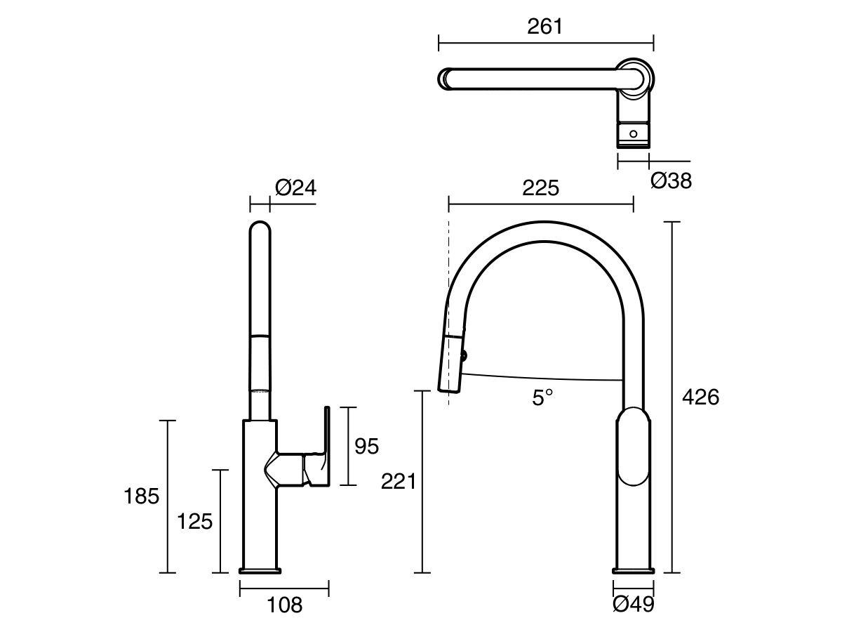 Reece Mizu Soothe MK2 Gooseneck Pull Out Sink Mixer Curved Brushed Bronze (5 Star) Lead Free