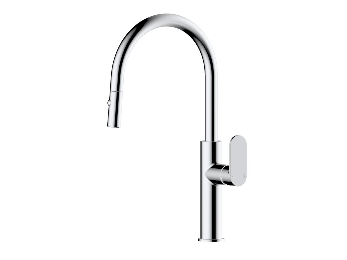 reece Mizu Soothe MK2 Gooseneck Pull Out Sink Mixer Curved Chrome (5 Star) Lead Free