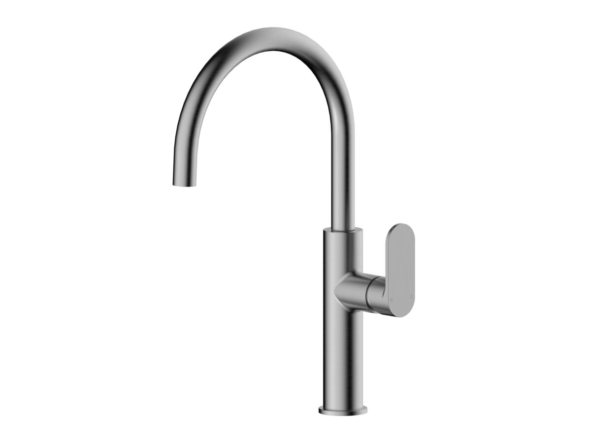 reece Mizu Soothe MK2 Gooseneck Sink Mixer Curved Brushed Gunmetal (5 Star) Lead Free